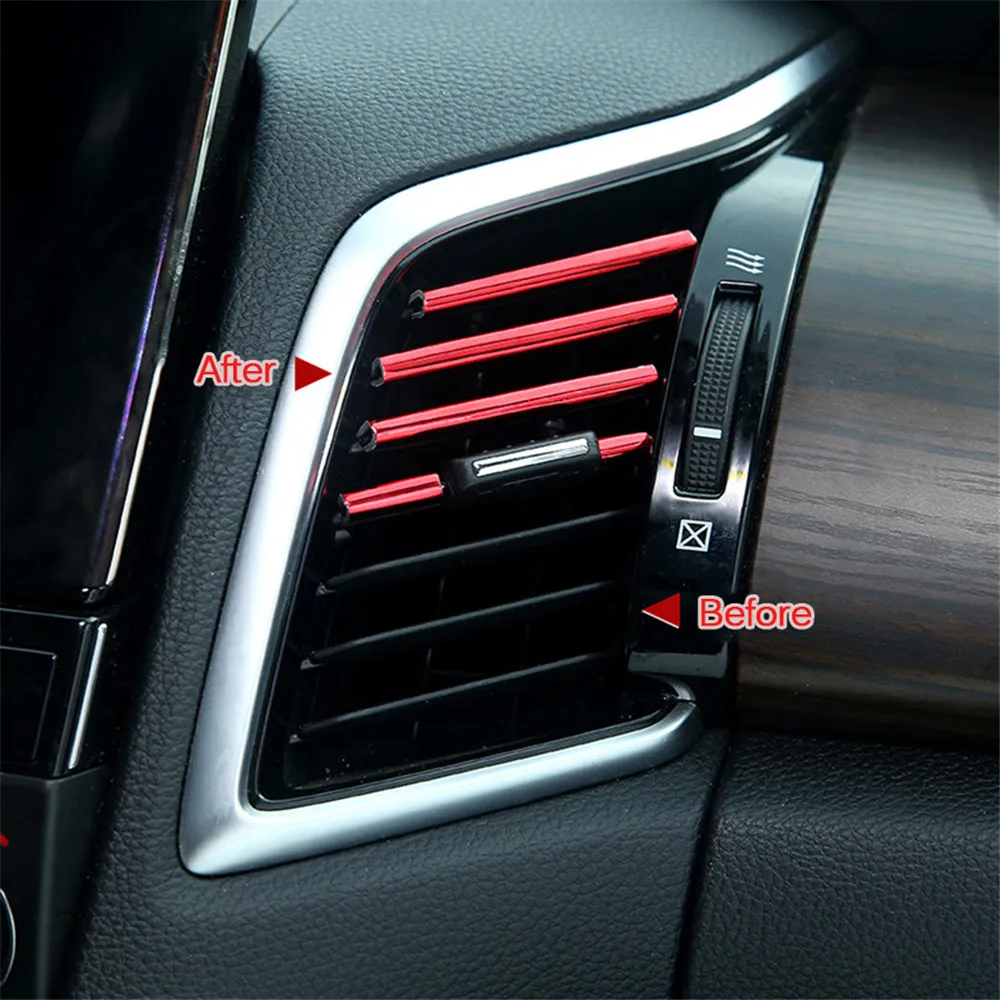 

Car-styling plating Air outlet trim strip Interior Air Vent Grille Switch Rim Trim Outlet Decoration Strip DIY automotivo
