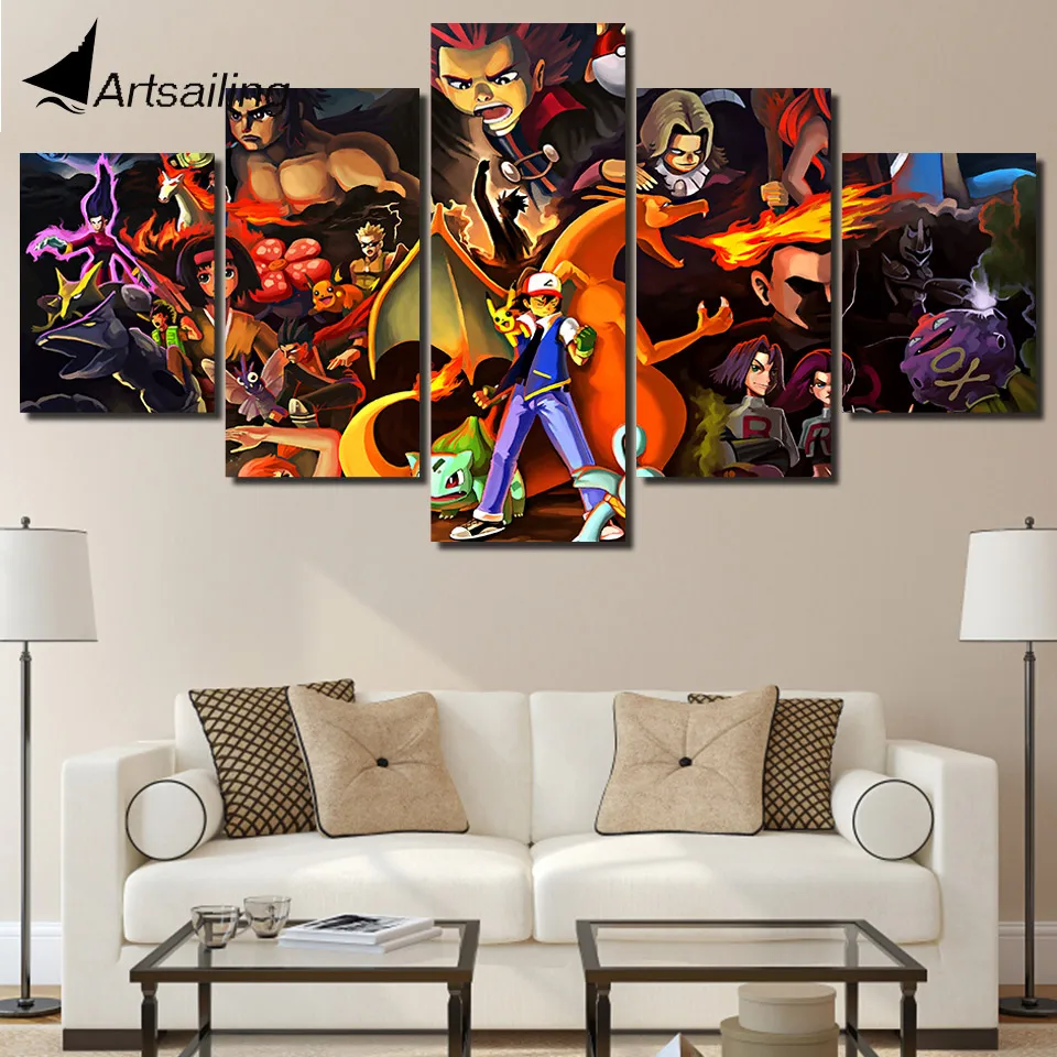 Canvas Wall Art Pokemon Posters and Prints Painting Modern Anime Wall Pictures for Living Room Home Decor XA2952C