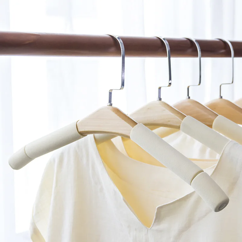 

10 Pcs Exquisite Durable Sponge Anti-slip Hanger Solid Wood Wardrobe Hanger Home Cloth Brace Hanging Clothes Trouser Hanger Rack