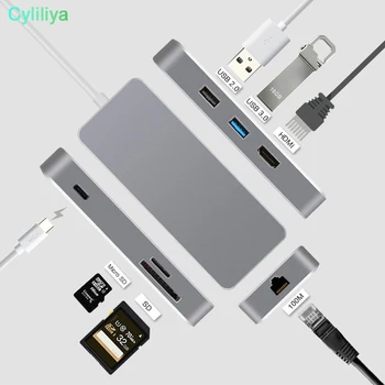 

7 in 1 USB-C USB 3.1 Type C Hub to HDMI SD TF Card Reader USB 3.0 RJ45 PD Charging Adapter for MacBook Samsung Galaxy