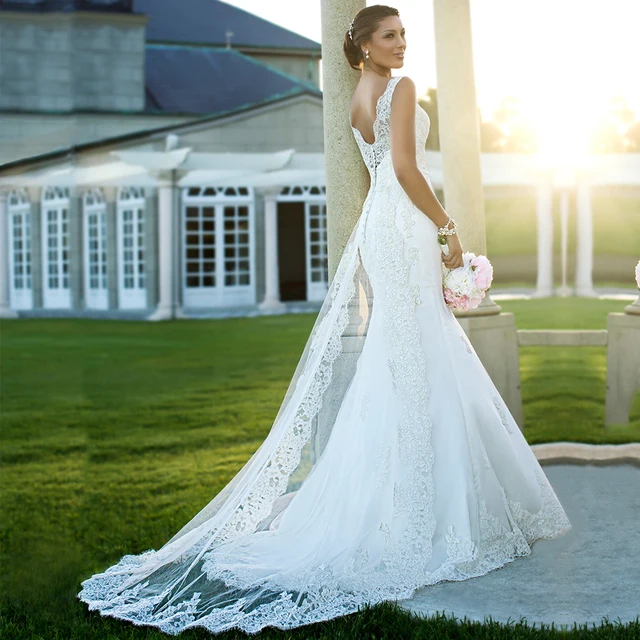 Satin Lace Wedding Dresses Bridal Gowns Dress Overlay Satin Lace Wedding Dresses Bridal Gowns Dress Overlay Elegant Sweetheart Neckline Court Train Vestidos