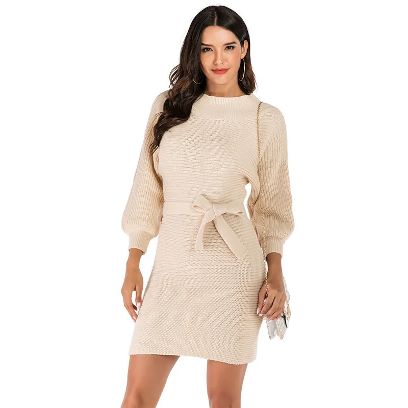 

CHRLEISURE Autumn Winter Knitted sweaters woman Casual 2019 lacing Solid Thicken clothes Large size sweater women turtleneck