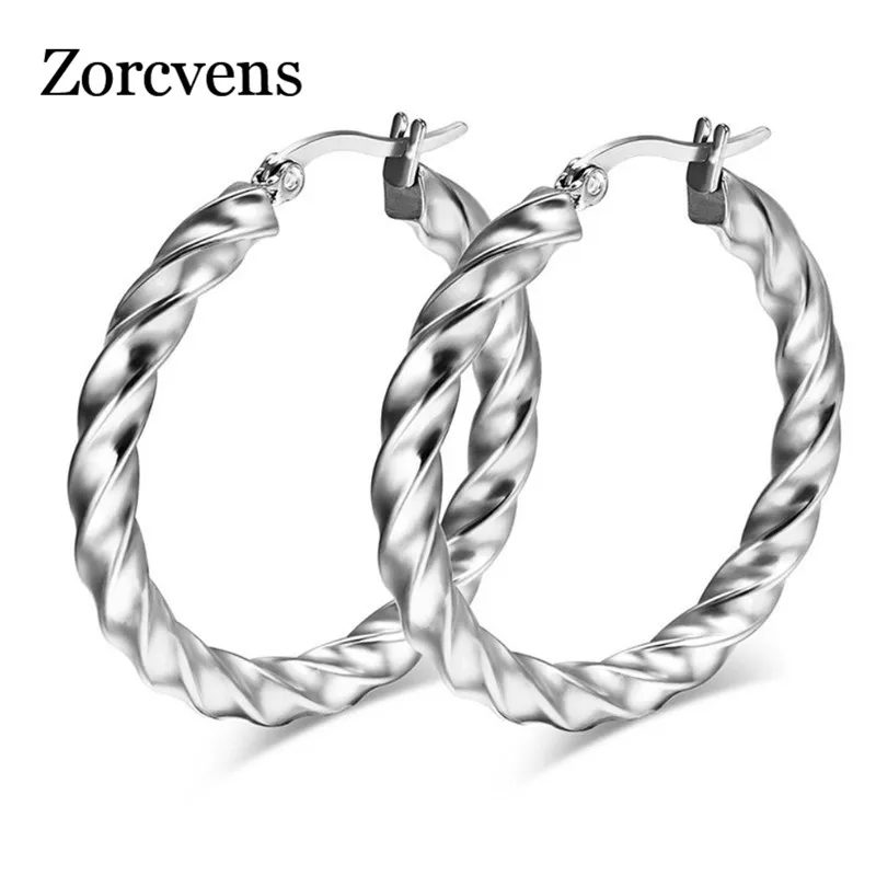 ZORCVENS золотые серьги из нержавеющей стали модные ювелирные серьги для женщин скручивают подвески и серьги высокого качества серьги-кольца