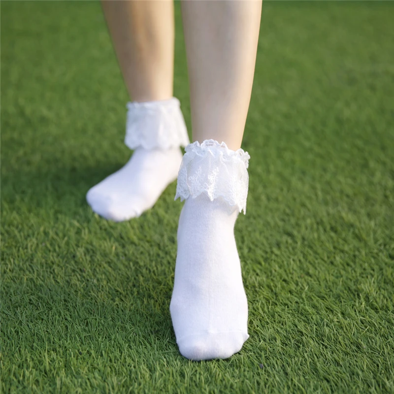 

Japanese Style Ulzzang Women Cute Lace Patchwork Short Socks Maiden Kawaii Temperament Princess White arbitrary combination Sock