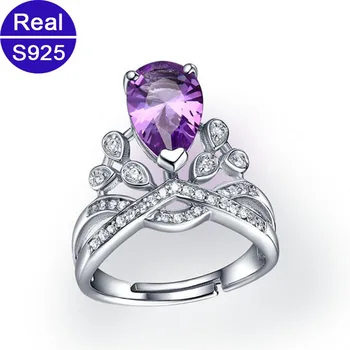 

Red Trees Brand Natural Gemstone Cocktail Rings Adjustable Size 925 Sterling Silver Pearl Shaped Engagement Rings For Women