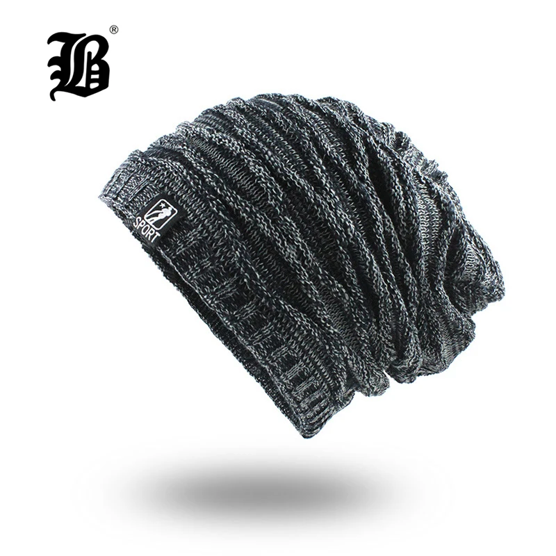 

[FLB] Winter Knitted Beanie Hat For Man Double Layer Warm Kniting Bonnet Caps Male Thick Add Velvet Skullies Beanies Men F18068
