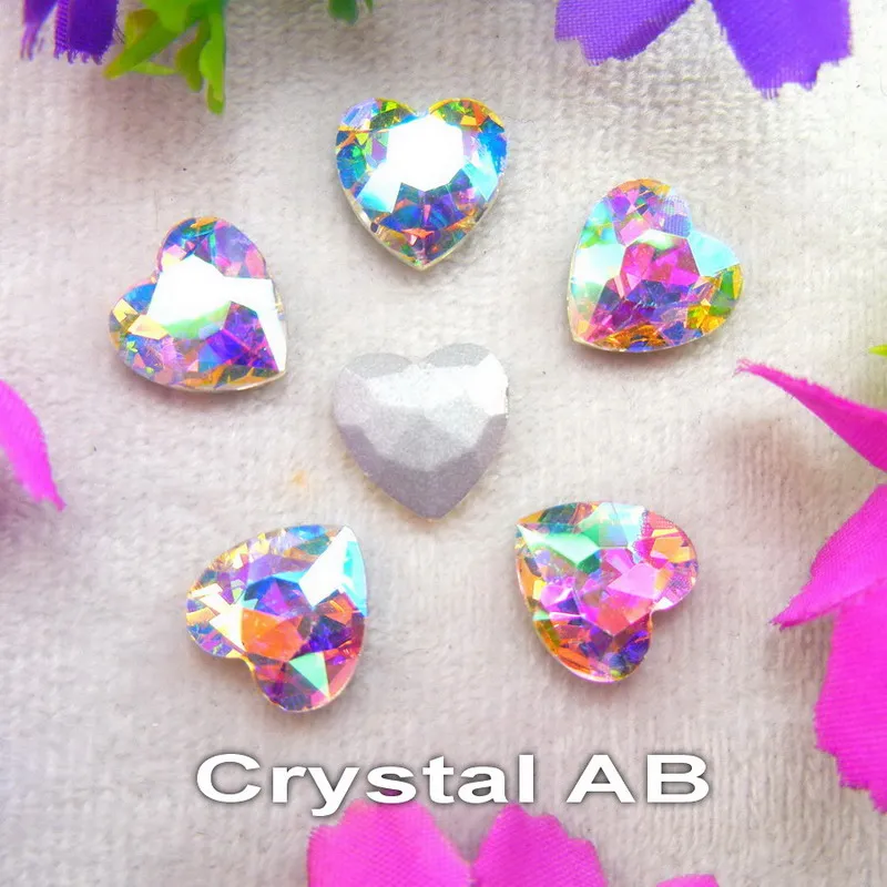 Стеклянные кристаллы 8 мм 10 мм 12 мм 14 мм 16 мм 18 мм 27 мм различные цвета смешанные Стразы в форме сердца клеевые бусины аксессуары для телефонов diy - Цвет: A17 Crystal AB