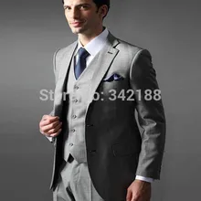 Лучшие продажи/Различные стили на заказ смокинги жениха светло-серый тупым лацкан шафер жених мужские свадебные костюмы/лучшие мужские костюмы