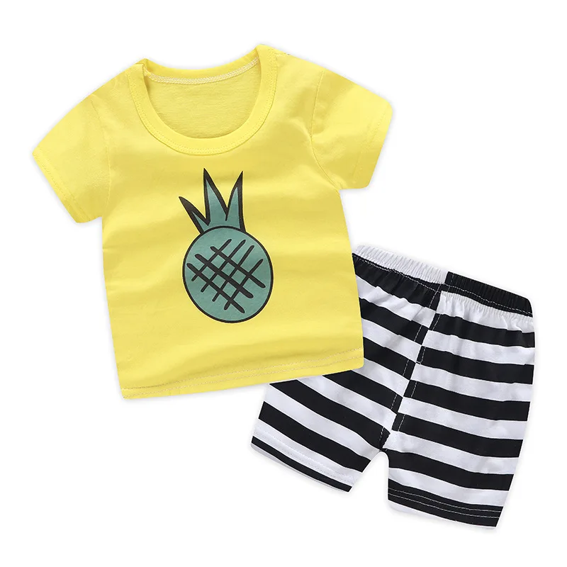 2019 летние комплекты одежды для маленьких мальчиков с рисунком яблока повседневная одежда для маленьких девочек