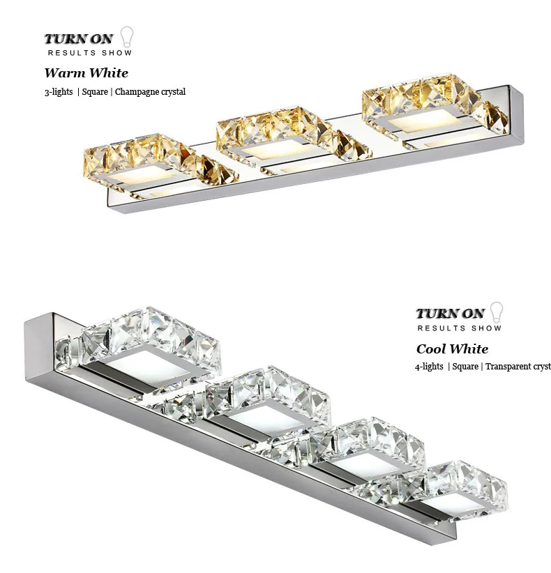 Круглый кристалл зеркало лампа 3 Вт/6 Вт/9 Вт/12 Вт Шампань/белый водонепроницаемый светодиодный настенный светильник 100-240 В ванная комната лампа из нержавеющей стали