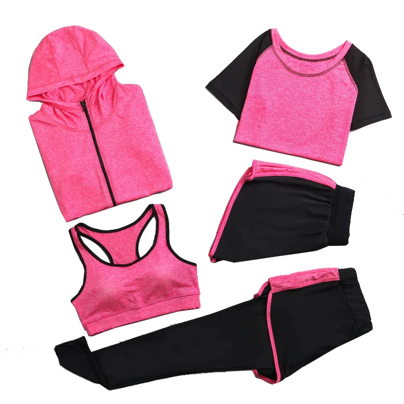 Voobuyla, женские спортивные костюмы для бега, фитнеса, 5 шт. в комплекте, удобные беговые костюмы для женщин, mujer размера плюс S-XXL, спортивный костюм для йоги, спортивная одежда