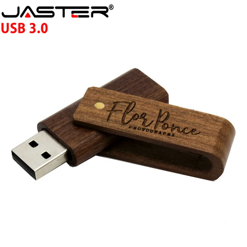 JASTER USB 3,0 деревянный вращающийся USB флеш-накопитель 4G 8GB 16GB 32GB флеш-накопитель персональный логотип индивидуальная карта памяти