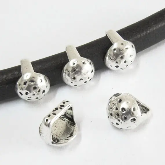 

Hammered Stud Licorice sliders 10x6mm Licorice leather findings -LF45