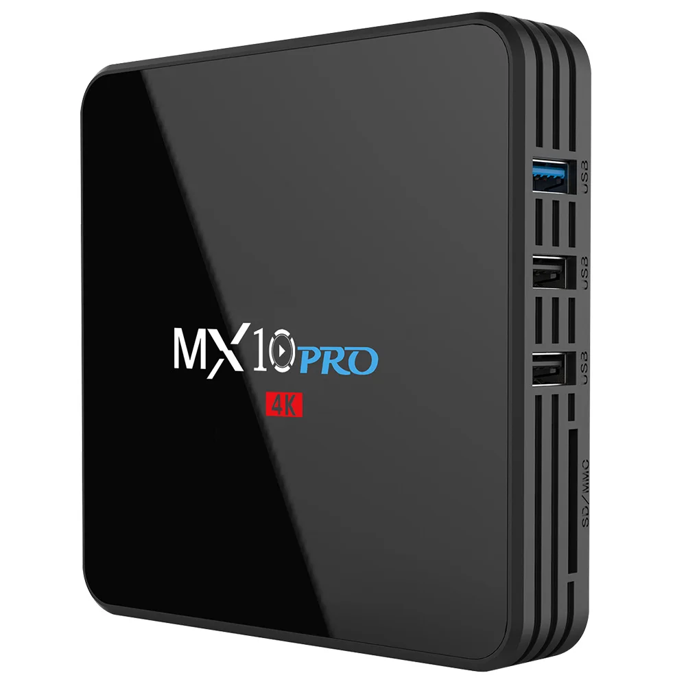 MX10 PRO ТВ коробка с цифровым Дисплей двумя камерами процессор Rockchip 3328 Android 8 1 4 Гб