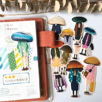 

Exaggerated Art Mushroom Head Girl Handbook Photo Album Sticker Decoration Stationery Sticker Diy Ablum Diary Scrapbooking