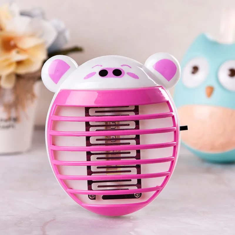 Симпатичная мини-электронная лампа от комаров, ловушка от насекомых, ловушка от насекомых, запер, США/ЕС, противомоскитная заглушка, аксессуары для дома - Цвет: Cute Pig-Pink