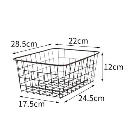 Металлическая корзина для хранения, льняная ванная комната, туалетные принадлежности, косметика, корзина для хранения, органайзер для белья, украшения, кухонные фрукты - Цвет: Черный