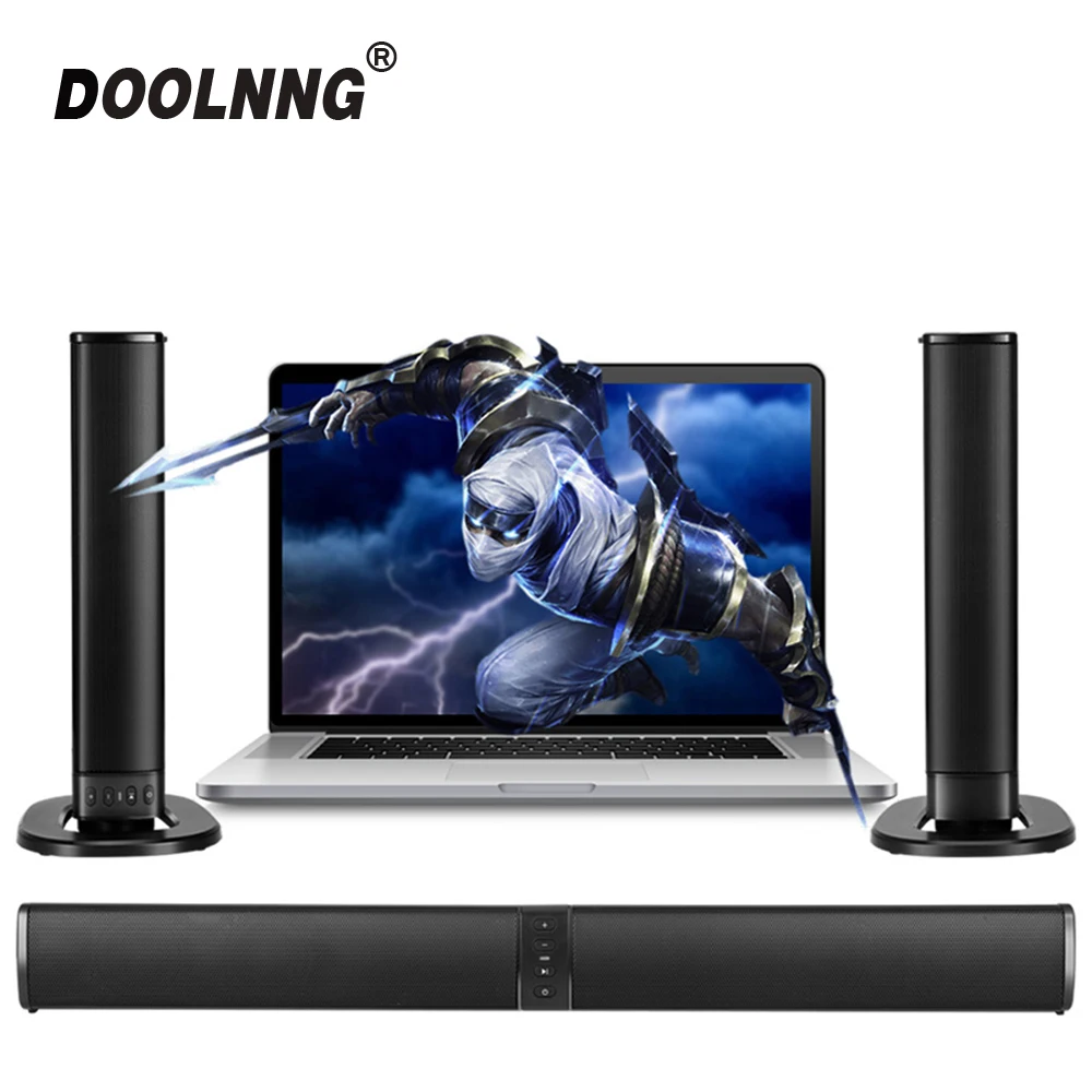 DOOLNNG 20W(Detachable)Wireless Bluetooth Column Soundbar Stereo TV Speakers Home Theater Built-in Battery Sound Bar TF USB FM