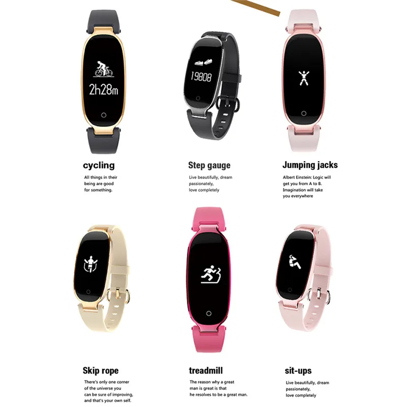 S3 модный смарт-браслет для девушек, женщин IP67 смарт-браслет, монитор сердечного ритма, браслет для женщин, фитнес-трекер