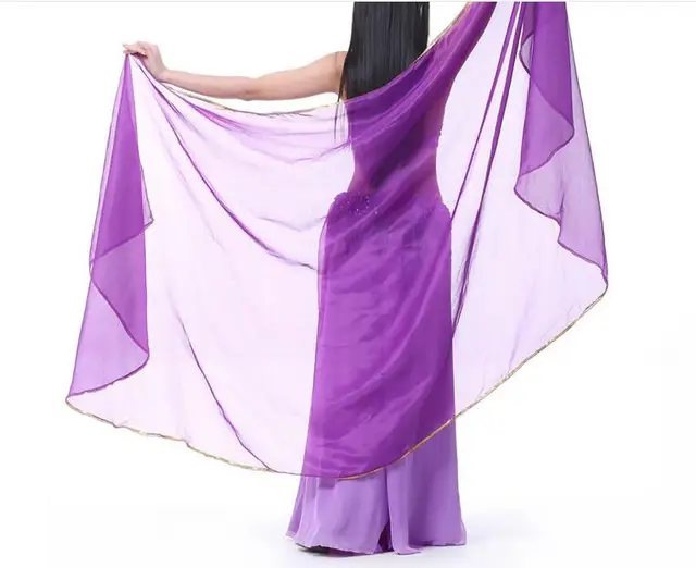 250*120cm Stage Performance Belly Dance Scarf Shawl Light Texture Half Circle Veils Professional Women Belly Dance Veil Chiffon Purple