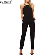 Zanzea Brand 2018 Summer Elegant Womens Rompers Jumpsuit Casual Solid Bodysuit Sleeveless Crew Neck Long Playsuits