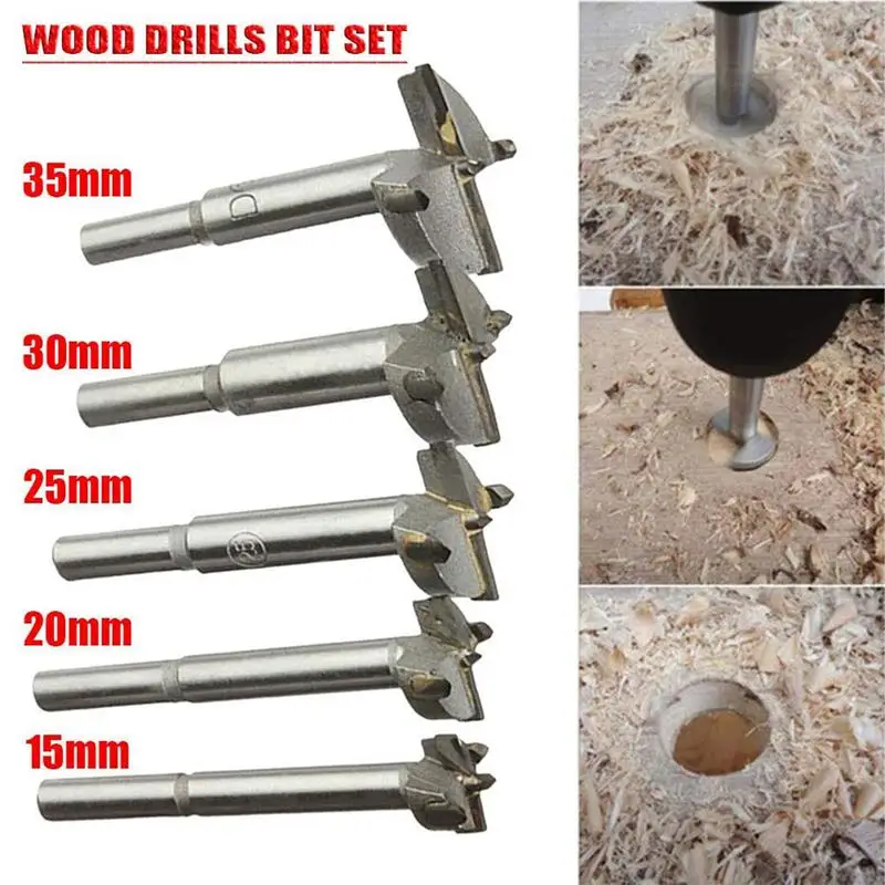 Lemonbest 5pc Carpentry Hole Opener Punch Bit Special Low Price Exit Wood Cutting Tool Flat Wing Bore Reaming Hinge