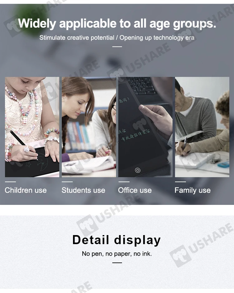 USHARE lcd планшет для письма 12 дюймов доска для писем электронная магнитная доска для рисования почерк колодки с ручкой для детей подарок