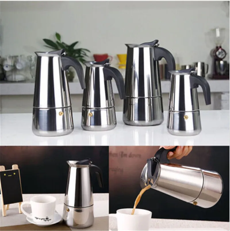 Итальянский нержавеющей плите Expresso Кофе Maker Percolator горшок-2 6 Кофе горшков аксессуары