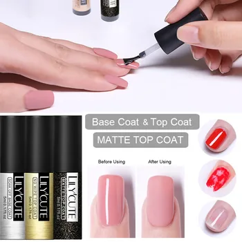 

LILYCUTE Top Base Coat Soak Off Gel Nail Polish UV LED Nail Gel Builder Fingernail Gel Varnish Transparent Nail Art varnish