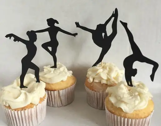 

Gymnastics baby shower birthday cupcake toppers wedding party cake decoration doughnut foodtoothpicks