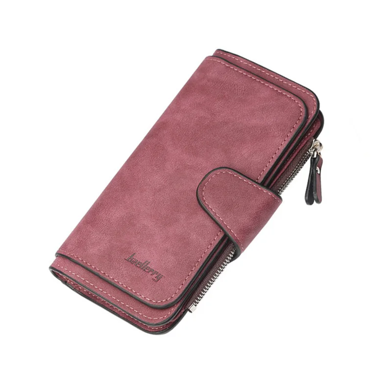 dark red Портмоне baellerry, женский кожаный роскошный держатель для карт, клатч, повседневные женские кошельки, на молнии, с карманом, на застежке, женский кошелек, W196 - Цвет: dark red