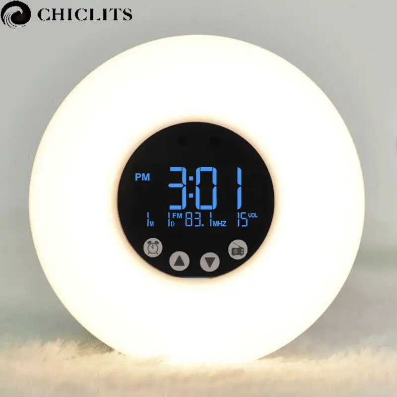 Wake Up Led Light with Sunrise Simulation Digital Led Display Alarm