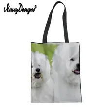Bolognese Puppy печать Холщовая Сумка для покупок для женщин Большая мужская сумка модная пляжная сумка на заказ книга для девочек сумка на плечо