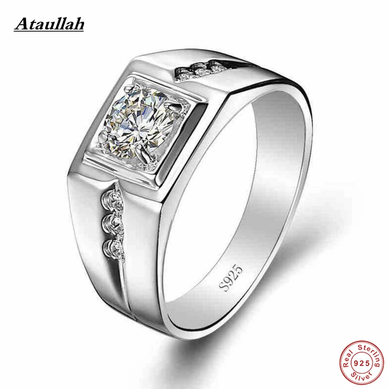 

Ataullah New 925 Sterling Silver Wedding Rings For Men Fashion SONA Lab Diamond Silver Engagement Rings RWD806-1