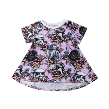 

2019 Emmababy New Cotton Flowers Star War Newborn Kids Baby Girls Dress T-shirt Clothes Summer 0-3T
