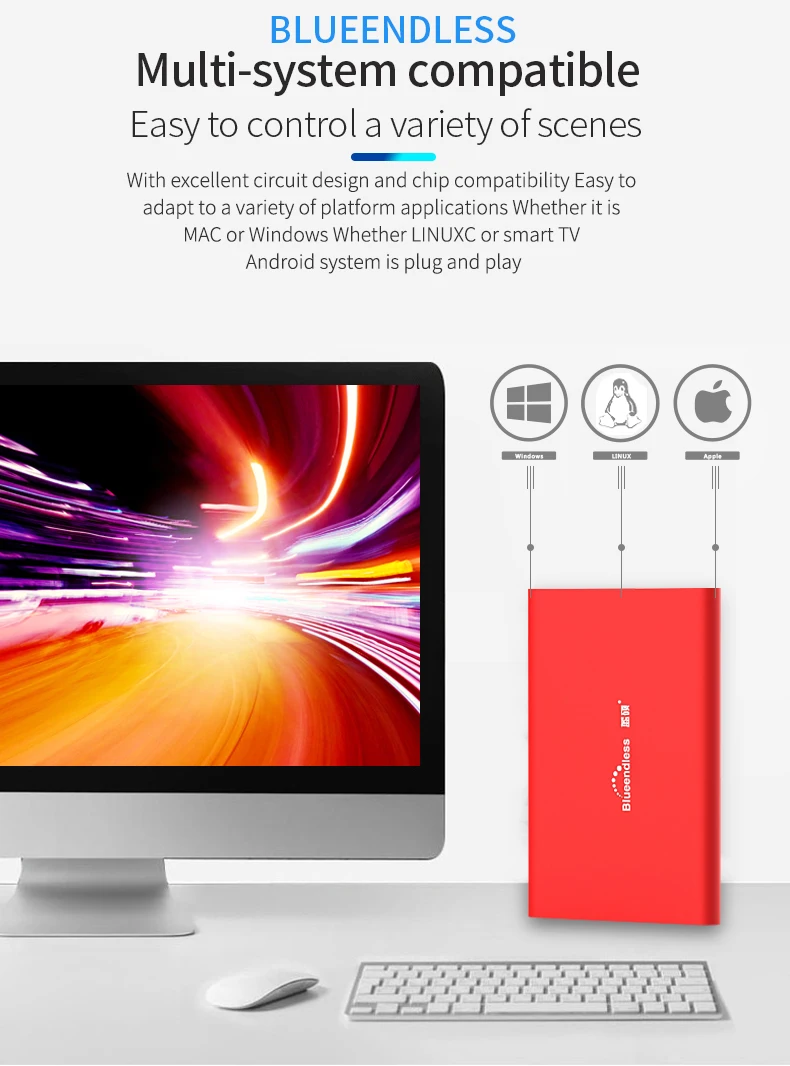 portable hard disk Blueendless  Ultra Slim Portable External Hard Drive 320gb HDD USB3.0 500gb Mobile Hard Disk for Computer Laptop hd externo usb hard drive