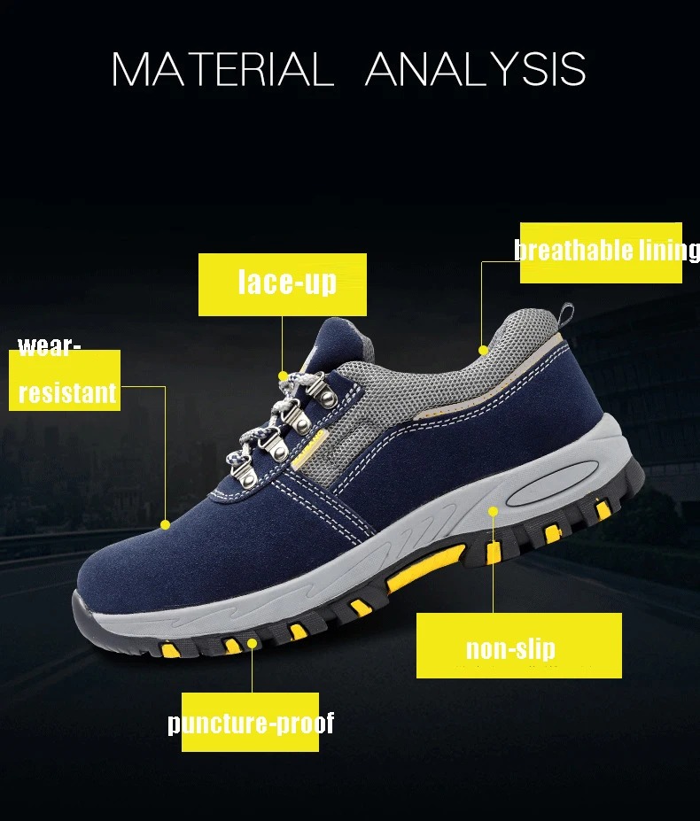 sapatos de trabalho respirável anti-deslizamento punctura prova
