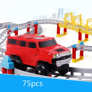 

Children's Toys 3D Electric Rail Toys Car Train Model Track Racing Car Fun Assemble Toy Birthday Gift 75 Pcs