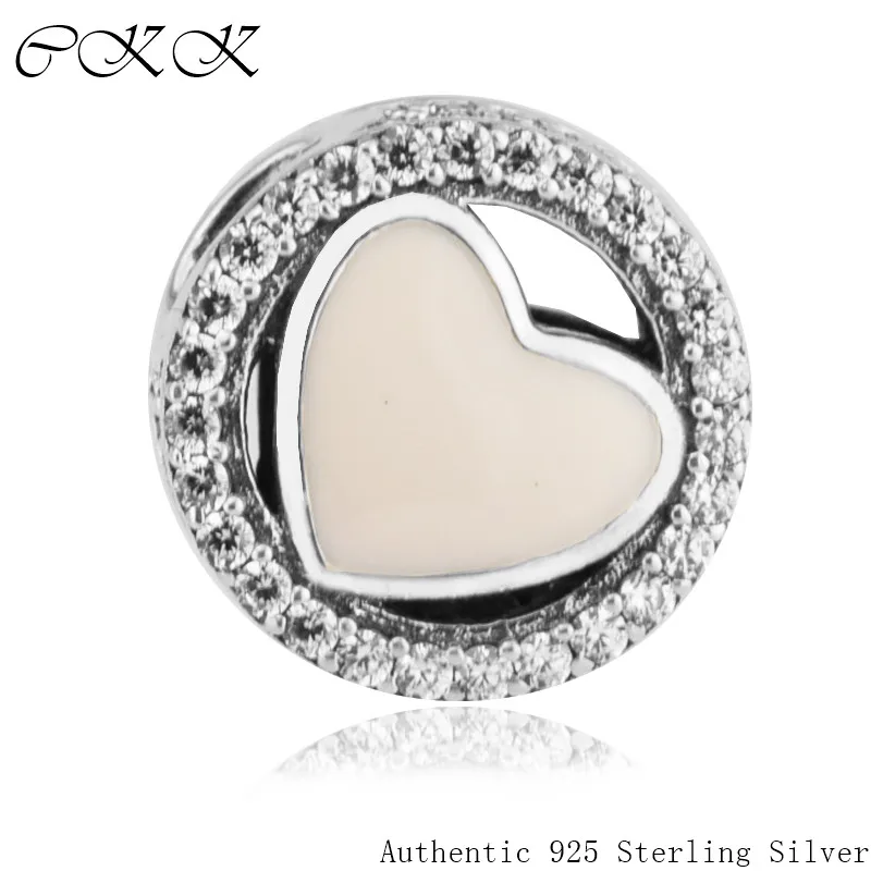

Authentic 925 Sterling Silver Wonderful Love Beads With Soft Pink Enamel & Clear CZ Fit Bracelets DIY Fine Jewelry YL503