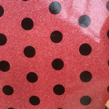 

synthetic PU smooth Mirror round dot membrane leather material