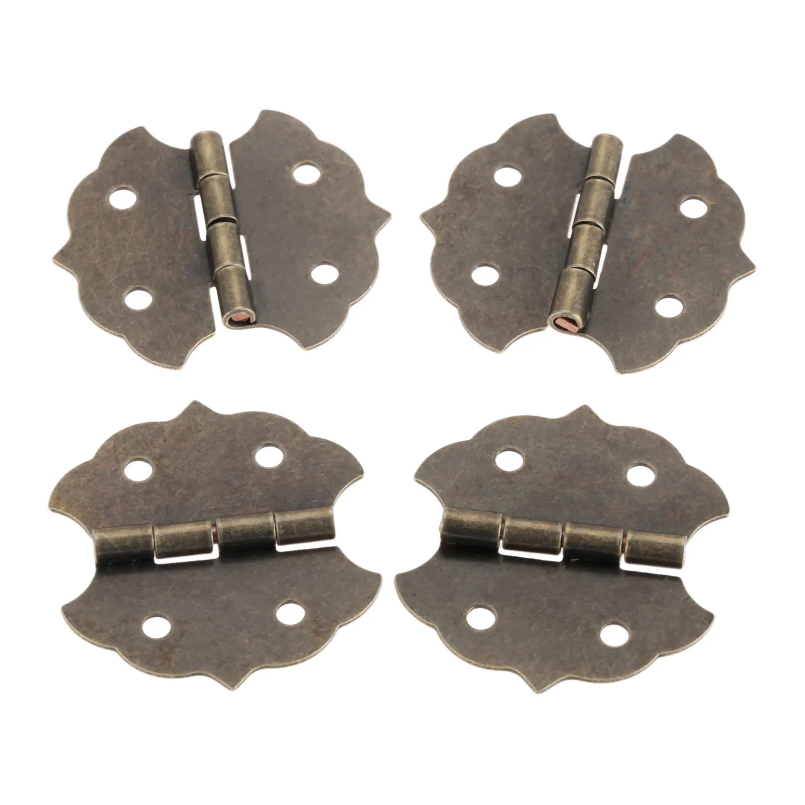 4pcs Wooden Box Hinge Antique H-Type Hinge Metal Hinge 4-Hole Flat Door Hinge Link Tablets for Jewelry Boxes Furniture Fittings Color: Black