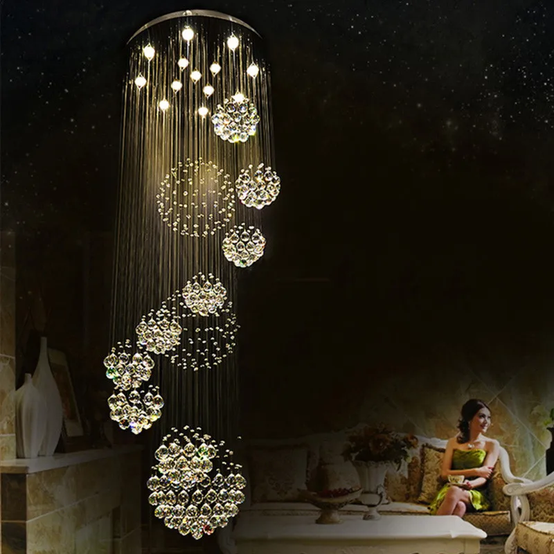 

Free Shipping Large-scale new modern K9 LED crystal chandelier crystal for the lobby hotel 100% guarantee Dia 80cm x 250cm