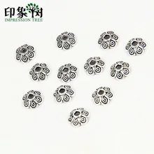 Промежуточные и концевые бусины из сплава цинка, 50 шт., 7 мм, серебристые шармы в форме цветков и звездочек для изготовления ювелирных украшений, аксессуары для браслетов, модель 2132