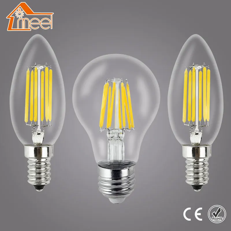 Lámpara LED Bombilla de Edison E27 E14 220 V 240 V LED filamento de la lámpara de luz 2 W 4 W 6 W 8 W antiguo Vintage Retro, vela de vidrio Lampada Bombillas Lámpara LED Bombilla de Edison E27 E14 220 V 240 V LED filamento de la lámpara de luz 2 W 4 W 6 W 8 W antiguo Vintage Retro, vela de vidrio Lampada Bombillas