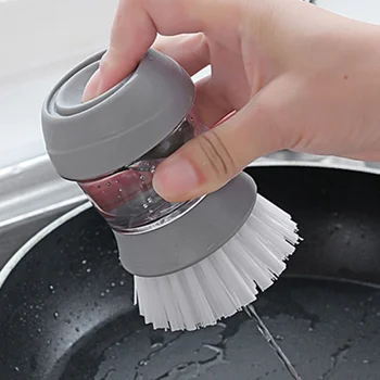 

Dish Washing Brush Soap Dispenser Refillable Detergent Tool Bowls Pans Cups Cleaning Sponge Brush For Kitchen Clean Tools