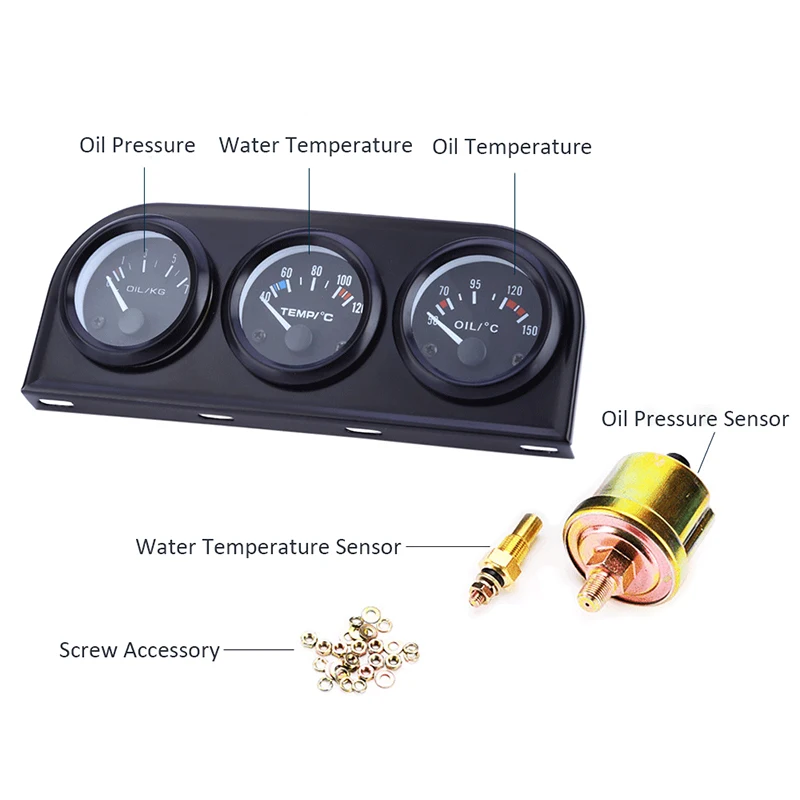 ( Oil Temperature + Water Temperature + Oil Pressure ) 3 in 1 Triple