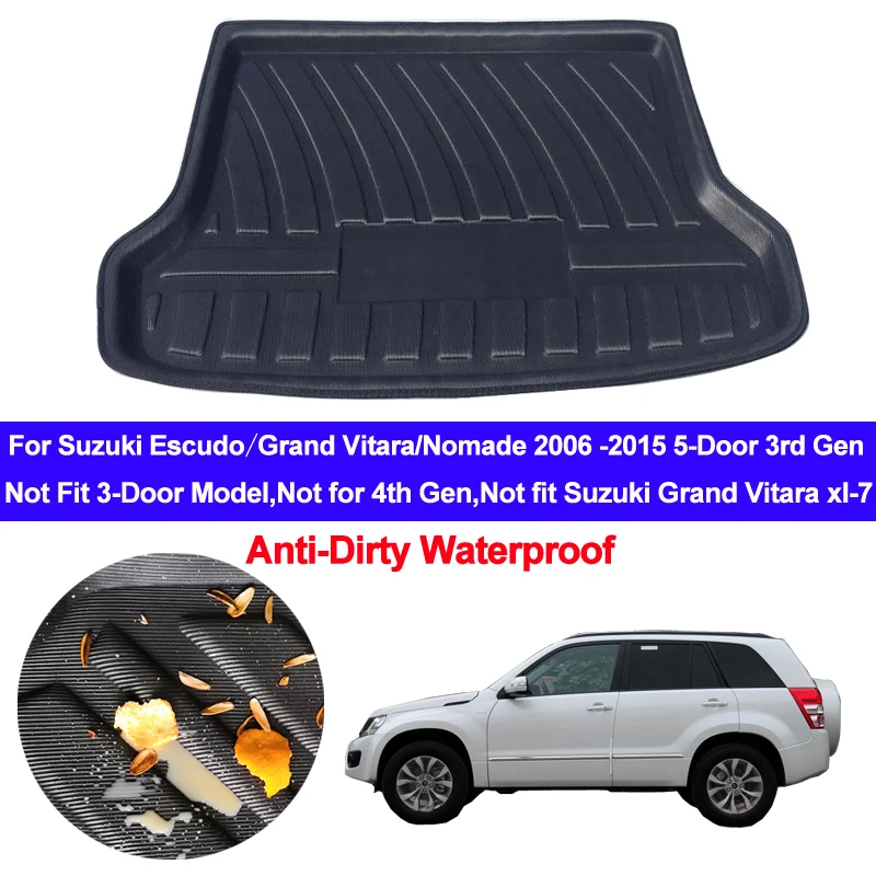 Alfombrillas de goma para maletero de coche Suzuki Vitara 2016-2021 accesorios de interior impermeables antideslizantes y antiarañazos
