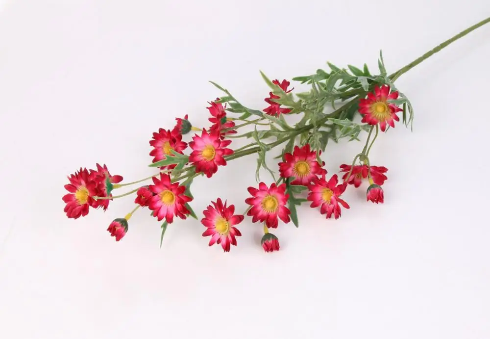 Сиреневые хризантемы, букет из искусственного шелка, свадебные, для дома, офиса, вечерние, искусственные, для дома, свадебные украшения, Flores Accesso - Цвет: red