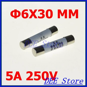 

100 Pcs 6mm x 30mm Ceramic Fuse Tubes 250V 5A Fast Blow