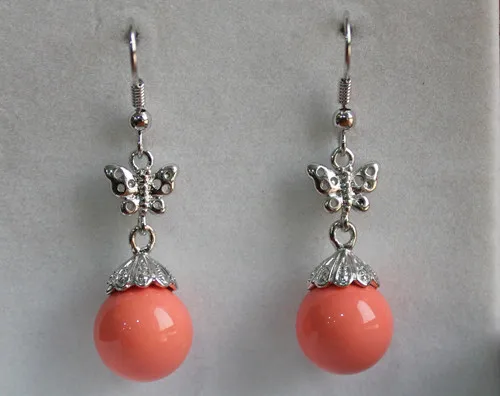 

hot sell new - Fashion Silver Filled Butterfly With12mm red shell Pearl Earrings
